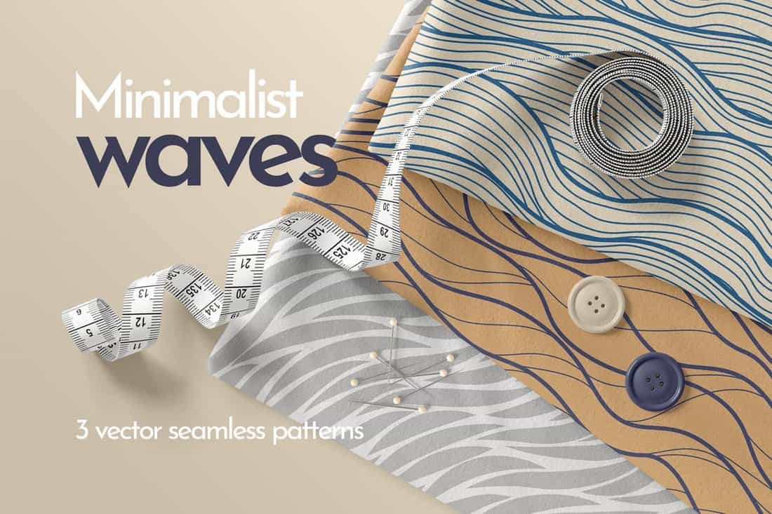 Minimalist Waves Seamless Patterns