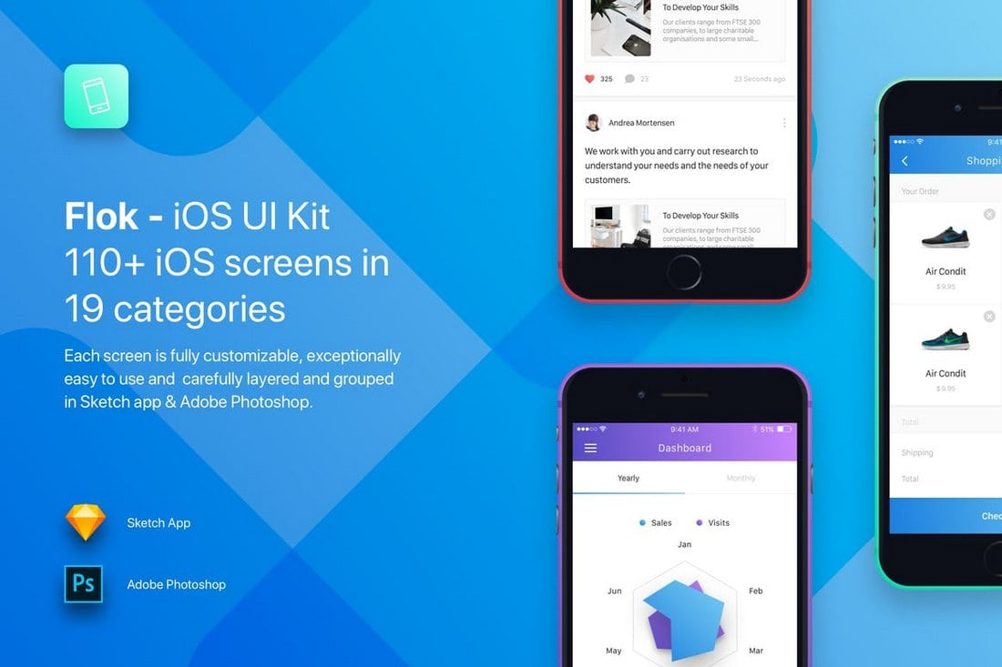 Flok – iOS UI Kit Sketch Templates