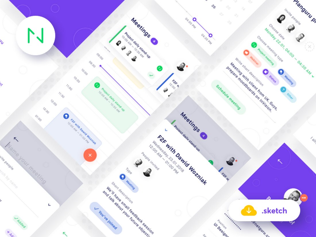 Planguru – Free Mobile UI Kit for Sketch