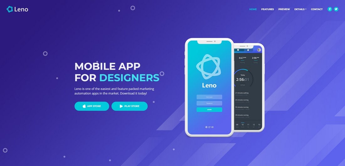 Leno – Free Bootstrap 4 App Landing Page Template