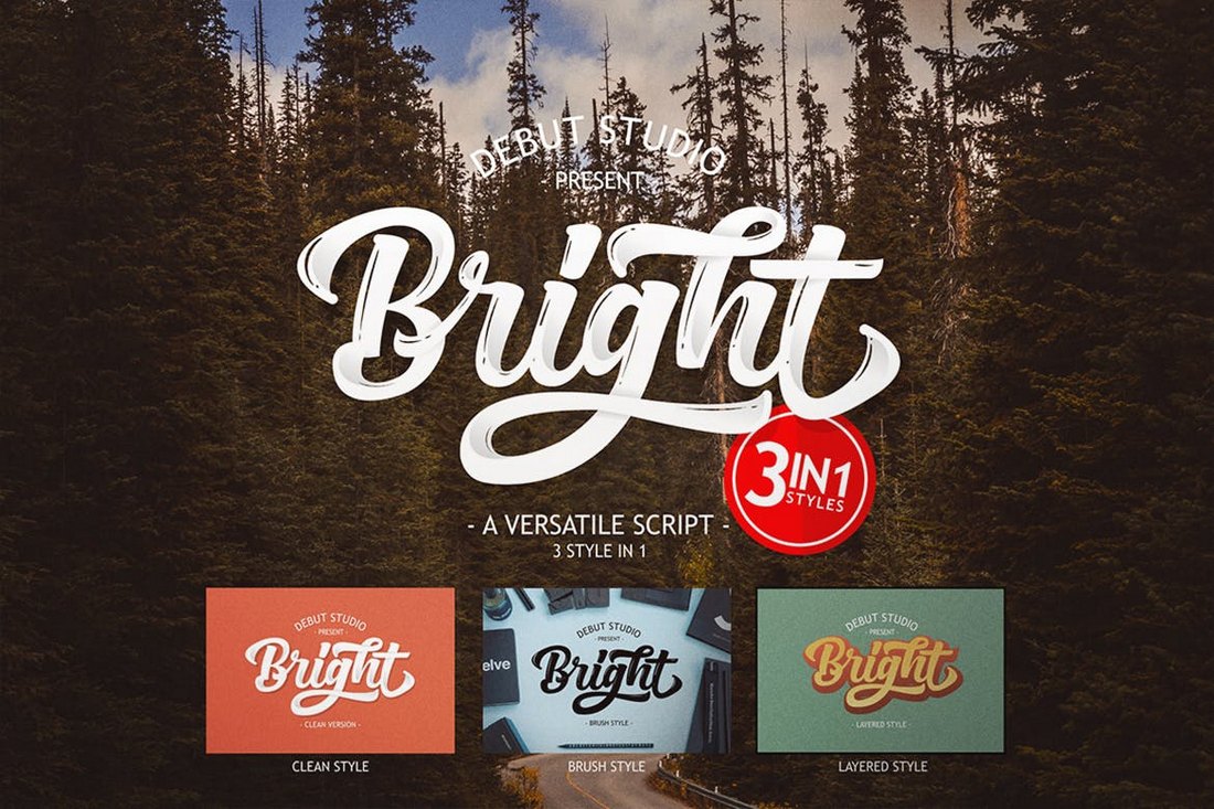 Bright Script – 3-In-1 Big Poster Fonts