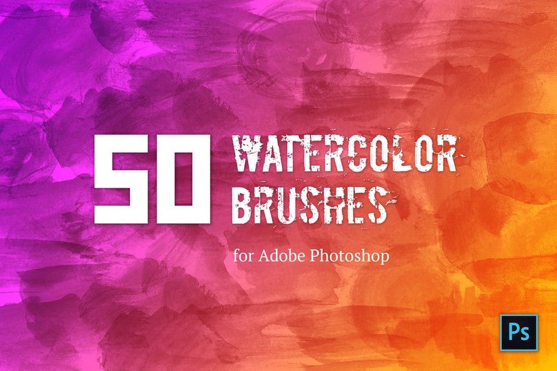 50 Watercolor Brushes For Photoshop
